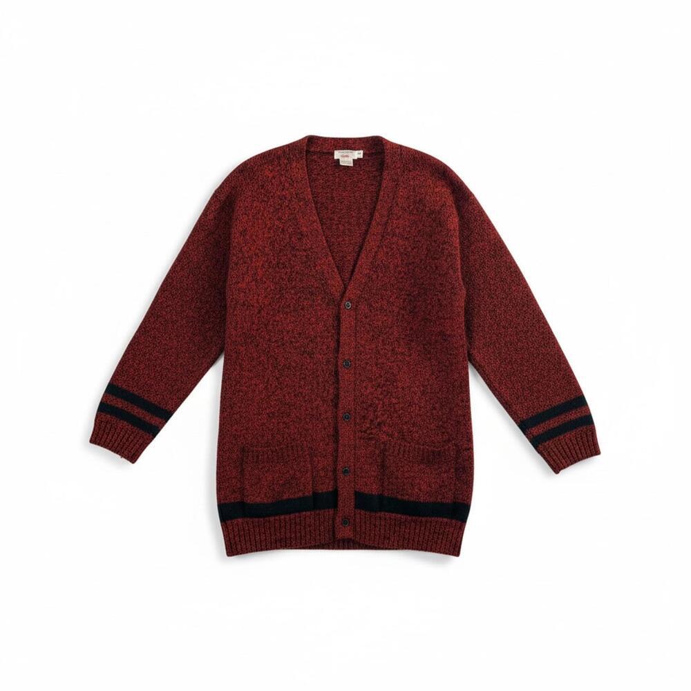 Vintage Calvin Klein Sport Wool Cardigan – Red & Black – Size Small